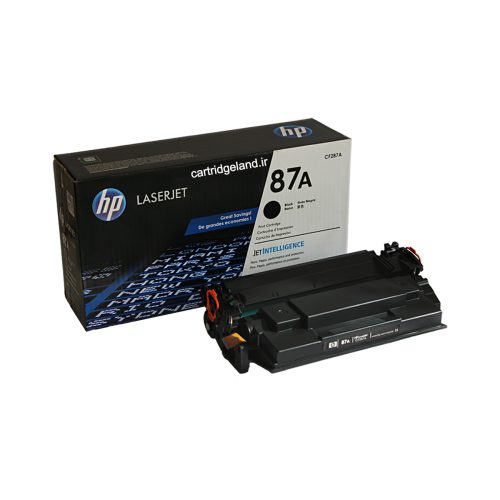کارتریج لیزری مشکی HP 87A سازگار با پرینترهای HP M506 و M527، ظرفیت چاپ 9000 صفحه، مناسب دفاتر پرمصرف و حرفه‌ای.